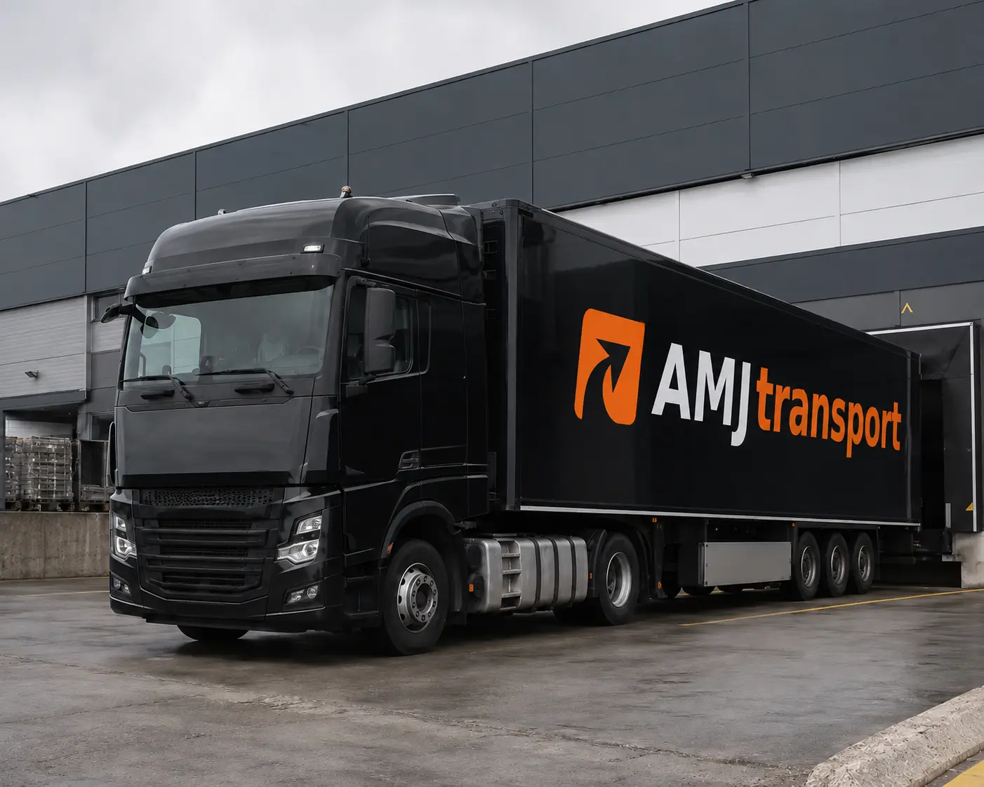 Camion européen dans un terminal logistique belge